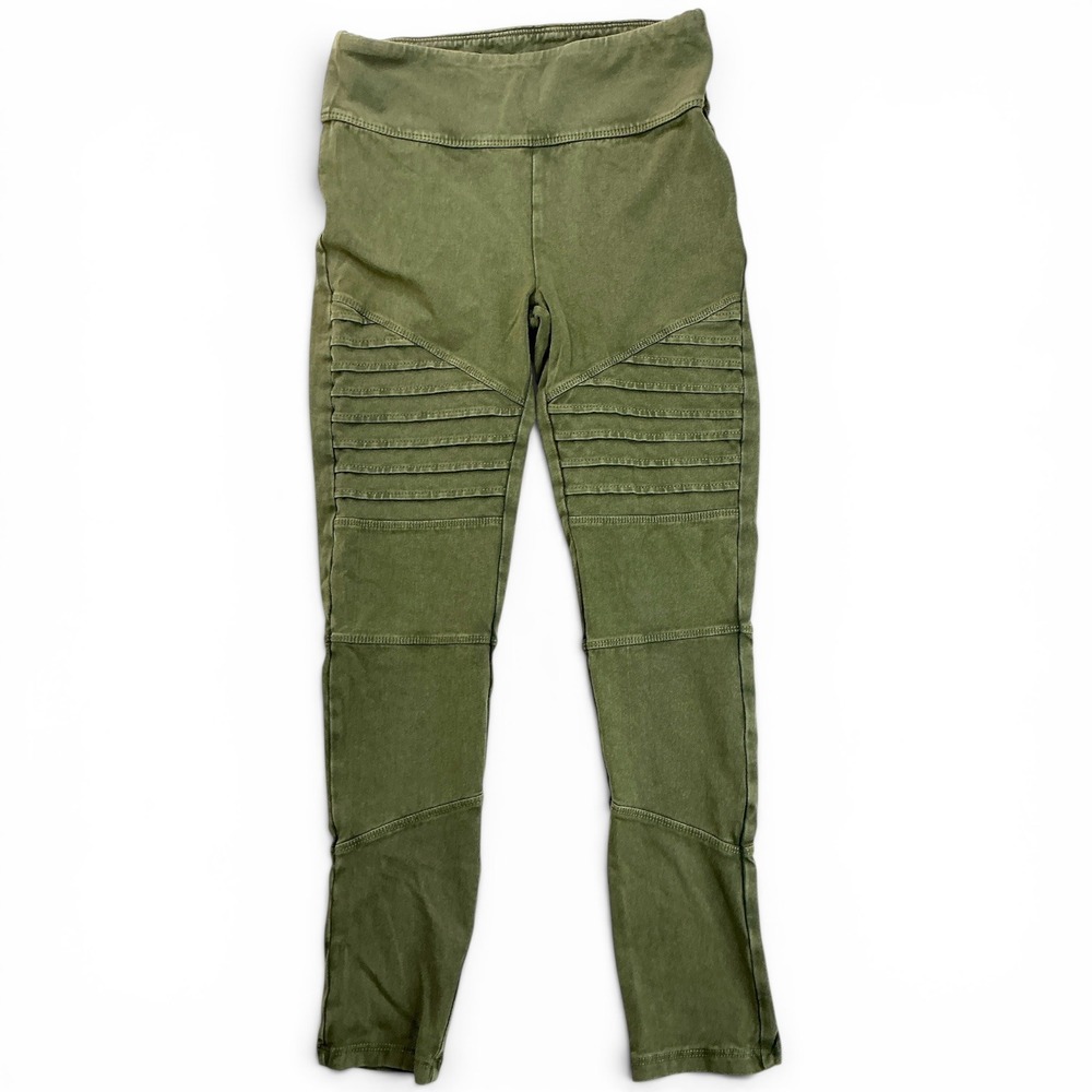 Tucker + Tate Green Moto Leggings Kids Size L 10/12 Ribbed Knee Cotton Stretch